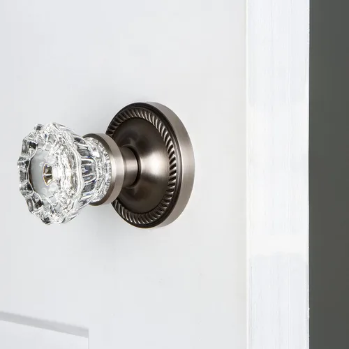 Miniatura 2 de Nostalgic Roseta de cuerda de almacén con pomo de puerta de cristal Peltre antiguo