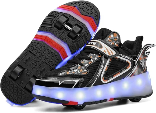 Miniatura 2 de Zapatos con ruedas para niños 4 ruedas mejoradas, modelo 16 LED, recargable, colorido, para niñas, niños, tenis retráctiles, zapatos de skate