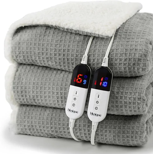 Miniatura 10 de Manta térmica eléctrica Twin Waffle, 62 x 84 pulgadas, manta de calentamiento rápido, 6 niveles de calefacción y 10 horas de apagado automático