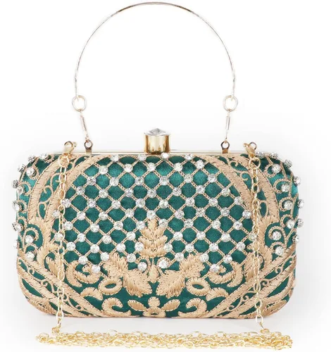DA BODAN - Bolso de noche para mujer, estilo vintage, con cuentas y lentejuelas y perlas, bolso de hombro para boda, novia, fiesta de graduación