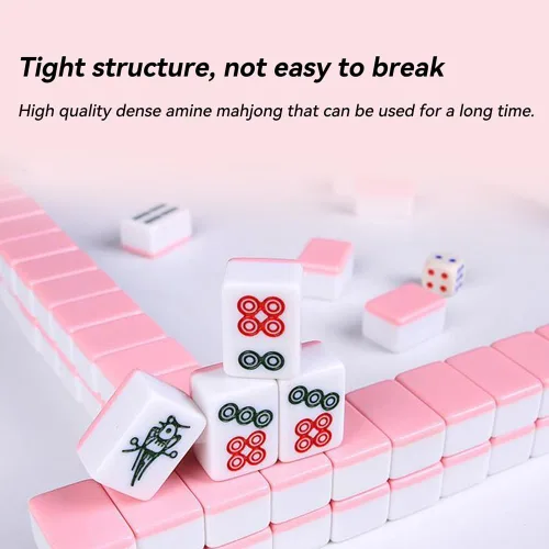 Miniatura 6 de drizzle Juego de Mahjong Mini de Viaje Rosa de 20mm con Instrucciones - 146 Azulejos Portátiles - para Principiantes con 4 Piezas de Estantes 2