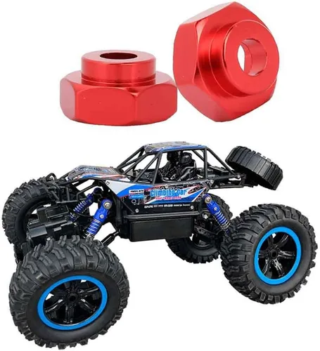Miniatura 3 de Dilwe 4PCS Metal RC Wheel Hex Hubs 0.472 in a 0.669 in Adaptador para HSP 1/10 Vehículo de Carretera Eléctrico Camión (Rojo)