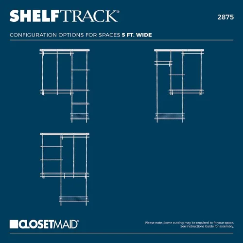 Miniatura 4 de ClosetMaid ShelfTrack - Sistema organizador de alambre para armario, ajustable de 5 a 8 pies, con estantes, barras de ropa, estante para zapatos