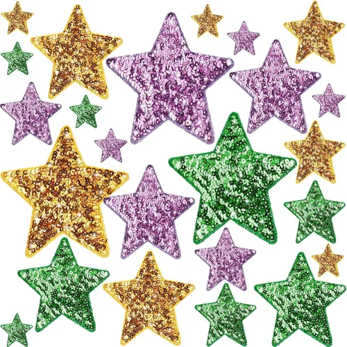 Miniatura 17 de Daifunli 24 Parches de Lentejuelas para Planchar de 4 Parches Decorativos Bordados Brillantes para Ropa, Bolsos, Chaquetas, Jeans, Sombreros