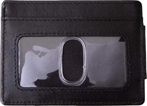 Miniatura 3 de Billetera con clip magnético con bolsa frontal de cuero de hombre, Viosi RFID, Negro
