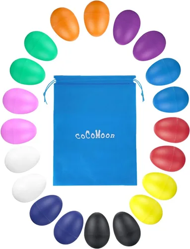 COCOMOON Batidores de huevos Instrumentos musicales para bebés, 20 piezas de instrumentos musicales de percusión maracas (10 colores) Huevos de