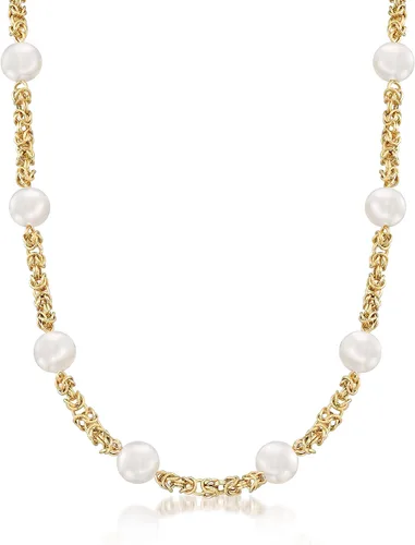 Ross-Simons Collar de estación bizantina de perlas cultivadas de 0.354 in y oro amarillo de 14 quilates. 16 pulgadas, Perla, No es una piedra