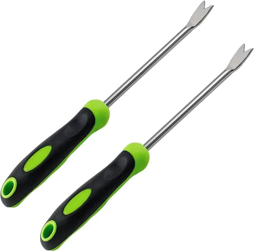 Miniatura 8 de Jiozermi Herramienta de extracción de malezas de mano, herramienta de acero inoxidable en forma de L para jardín, herramienta de desbrozadora