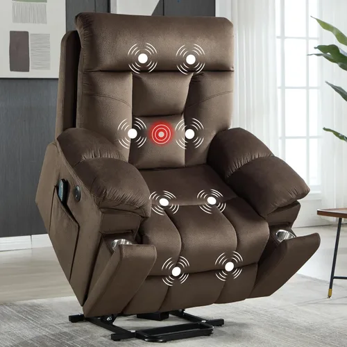 Miniatura 12 de CANMOV Silla reclinable eléctrica grande con masaje y calor para personas mayores grandes y altas, sillones reclinables amplios y mullidos con 2