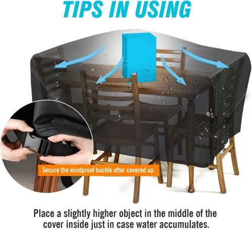 Miniatura 5 de Velway Funda para muebles de patio al aire libre, impermeable, rectangular, para mesa de patio, silla, sofá, 67 pulgadas de largo x 37 pulgadas