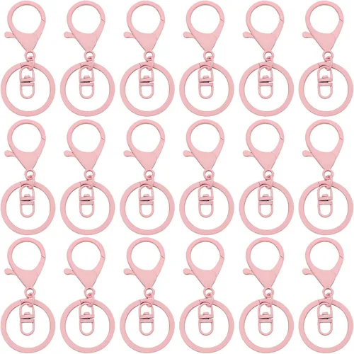 Miniatura 12 de 30 llaveros con cierre de langosta para la fabricación de joyas, clips de gatillo giratorios de metal con cierres giratorios, clips de gancho, Rosa