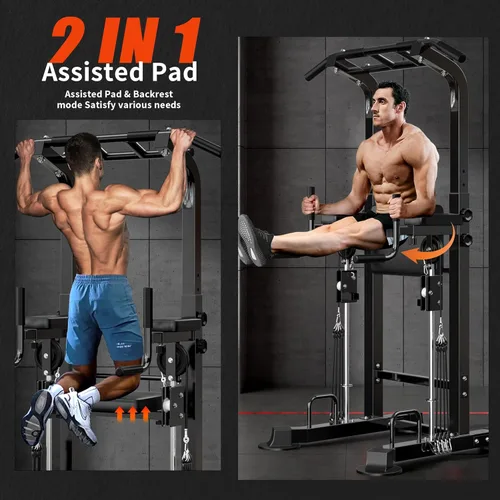 Miniatura 2 de SogesHome Power Tower Pull Up Bar and Dip Station, Multi-Function Free Standing Pull Ups, Adjustable Height Dip Bar Strength Training Workout