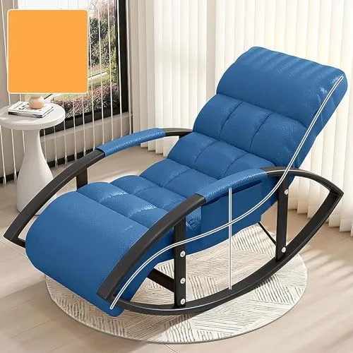 Miniatura 9 de Large Adjustable Reclining Rocking Chair Set with Footrest for Living Room and BalconyComfortable Outdoor Indoor Seating Solution,Amarillo-Golden