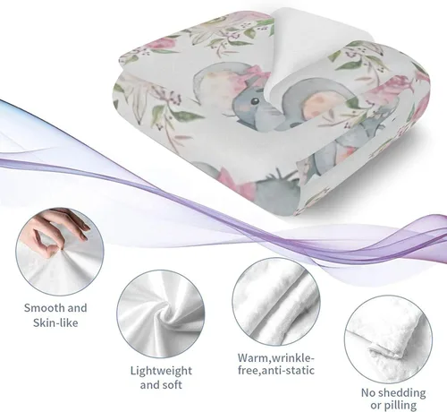 Miniatura 6 de Manta de forro polar súper suave para bebé niña con nombre personalizado y diseño de elefante rosa para cumpleaños de niño y niña, 30 x 40 pulgadas