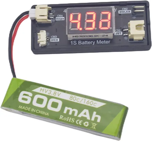 Miniatura 4 de Batería de iones de litio 1S 3.8V 80C 600mAh con conector de enchufe JST PH-2.0 con cable de carga USB para Cinewhoop Tinyhawk Micro FPV Racing