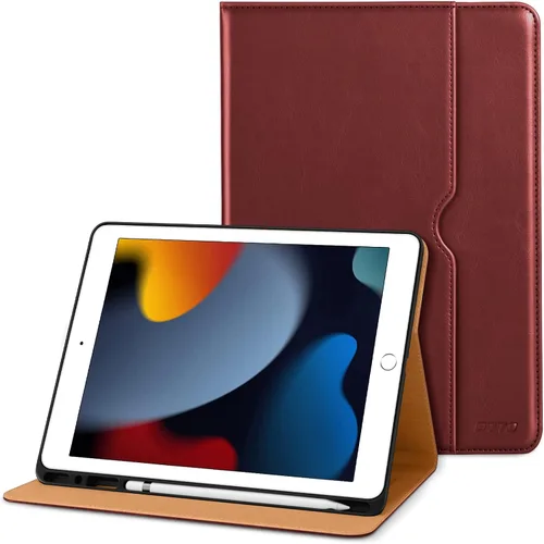 Miniatura 39 de DTTO para iPad de 9ª/8ª/7ª generación de 10.2 pulgadas 2021/2020/2019, funda tipo cartera de negocios de cuero premium con soporte para Apple Pencil