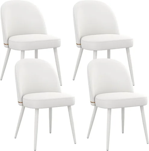 Miniatura 12 de KCC Juego de 2 sillas de comedor modernas de piel sintética, sillas de cocina tapizadas, sillas laterales sin brazos con respaldo curvado y patas