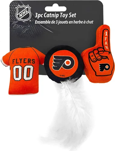 Miniatura 11 de NHL Boston Bruins - Juego completo de 3 juguetes de peluche para gatos: jersey, disco de hockey con plumas y ventilador #1. Relleno de hierba gatera