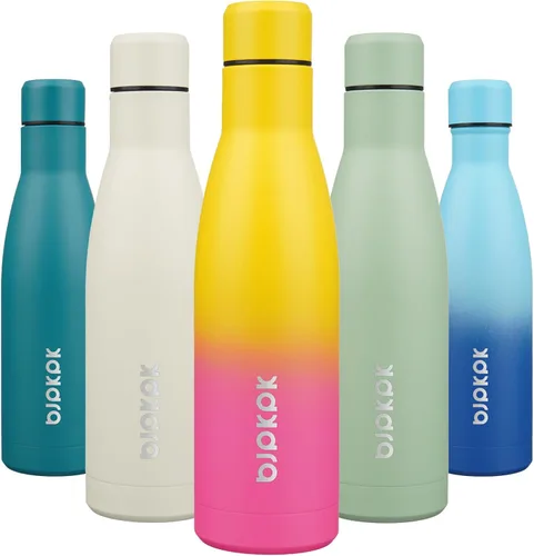 Miniatura 116 de BJPKPK Botellas de agua de acero inoxidable con aislamiento de 17 onzas, mantiene el frío y el calor, brillante oro rosa Oro rosa brillante