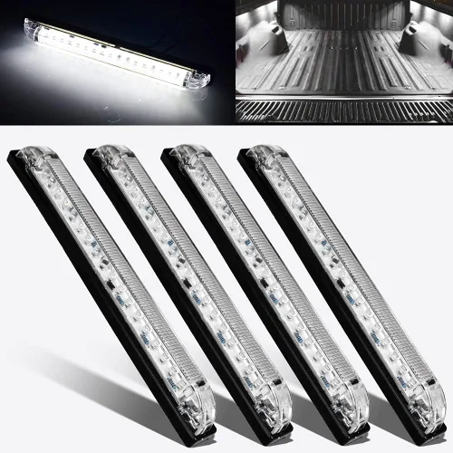 Nifeida Lente transparente de 8 pulgadas, 18 LED, impermeable, barra de luz, soporte en superficie para barcos marinos de 12 V, luz interior, Blanco