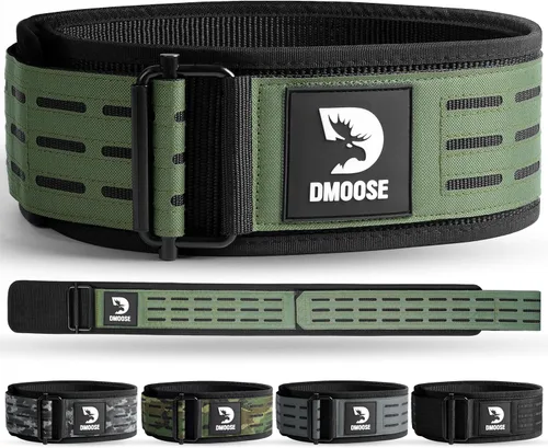 Miniatura 13 de DMoose Fitness Cinturón de levantamiento de pesas con bloqueo automático para hombres y mujeres, cinturón de nailon de 4 pulgadas para sentadillas