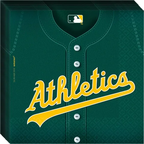 MLB Oakland Athletics™ - Servilletas de papel desechables verdes - 6.5 x 6.5 pulgadas (paquete de 36) - Perfecto para fiestas y eventos del día del