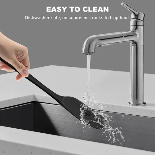 Miniatura 4 de NileHome Juego de espátulas de silicona, 5 utensilios de cocina de grado alimenticio con cepillo de silicona, resistente al calor hasta 600 °F