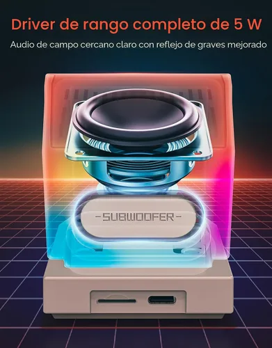 Miniatura 3 de Divoom MiniToo Retro Altavoz de Computadora de Estilo PC, Pantalla de Pixeles Inteligente con Caras Personalizadas, Bluetooth y Audio USB, Reloj