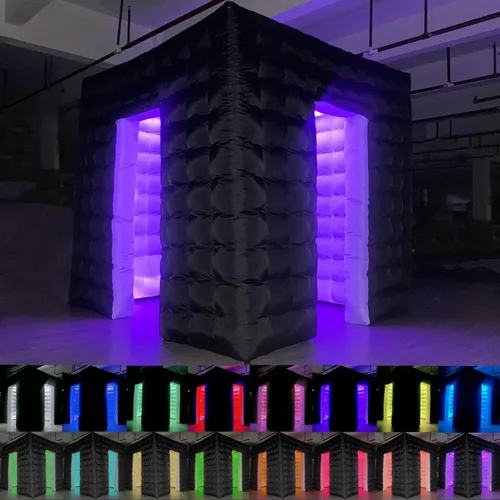 Cabina de fotos inflable, 8.2 x 8.2 pies, portátil, 16 colores, LED regulable, kit de recinto de carpa de fotomatón de disparo con 2 puertas y