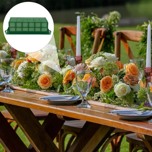 Miniatura 5 de Hahood Paquete de 2 jaulas rectangulares de espuma floral con arreglos florales de espuma floral para flores frescas, decoraciones de boda
