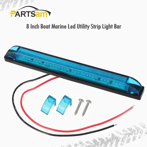 Miniatura 2 de Partsam 2 barras de luz azul de 30 LED de 8 pulgadas, luz de marcador de camión de remolque, 12 V de baja corriente, luces LED marinas de línea