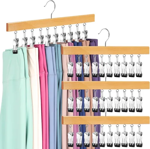 Miniatura 7 de Organizador de leggings para armario, perchas para pantalones con clips con capacidad para 20 leggings, jeans, sombreros, pantalones cortos