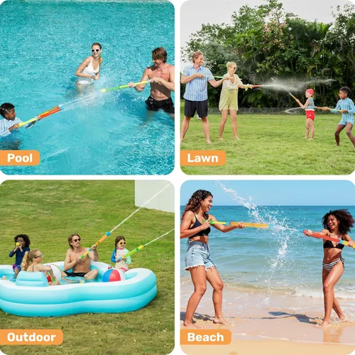 Miniatura 6 de Sloosh 24 pistolas de agua para niños, para verano, piscina, playa, arena, actividades acuáticas al aire libre, juguetes de lucha, 16.5 pulgadas