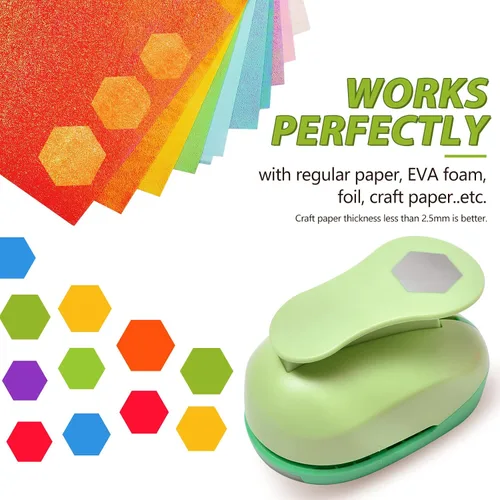 Miniatura 5 de UCEC Perforadora de papel hexagonal de 2.75 pulgadas para álbumes de recortes y fabricación de tarjetas, perforadora artesanal resistente