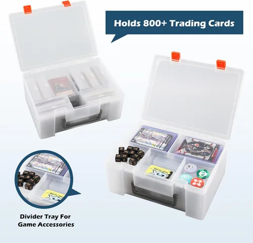 Miniatura 2 de Saichotoy Caja de almacenamiento de tarjetas coleccionables: organizador de tarjetas para más de 800 tarjetas de Pokemon, MTG, Yugioh, TCG con 11
