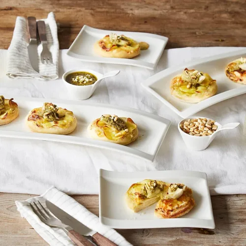 Miniatura 5 de Villeroy & Boch New Wave B&B - Plato para aperitivo, 7 x 6 pulgadas, porcelana premium, color blanco