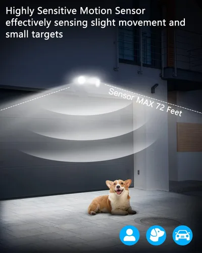 Miniatura 7 de UFOND Luces LED de seguridad para exteriores, luz con sensor de movimiento, 2400 lúmenes, reflectores de aluminio, impermeable, ángulo ajustable