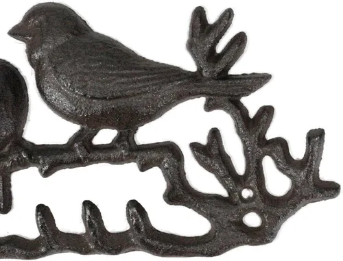 Miniatura 5 de Ebros Gift Agapitos occidentales rústicos de hierro fundido que se posan en ramitas de ramita, 4 clavijas, gancho de pared multipuntos, gancho