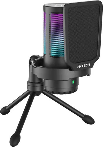 Miniatura 13 de IXTECH Micrófono USB Gaming para PC, micrófono condensador con cancelación de ruido para podcasts y transmisión de video con soporte para trípode