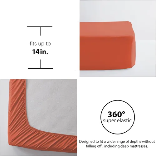 Miniatura 6 de Zzlpp Juego de edredón King de 7 piezas, ropa de cama de seersucker naranja quemado en una bolsa con sábanas, juegos de ropa de cama ligeros con 1