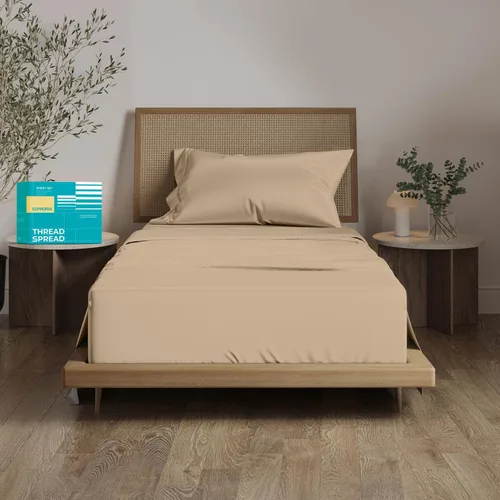 Miniatura 48 de THREAD SPREAD Sábanas 100% Algodón Egipcio Tamaño Twin - 800 Alto Número de Hilos 3 Piezas Sábanas Twin Extra Largas para Dormitorio, Bolsillo