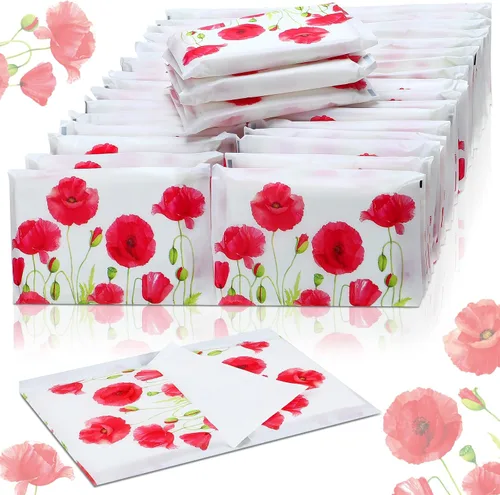 Miniatura 15 de Geyee Paquete de 50 servilletas de papel facial de viaje, pañuelos desechables de bolsillo para invitados de boda, viajes, bolsa escolar