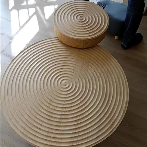 Miniatura 6 de Mesa de centro para sala de estar, sofá, mesa de esquina para el hogar, mesa redonda pequeña, anillos de árbol, mesa de centro de madera maciza