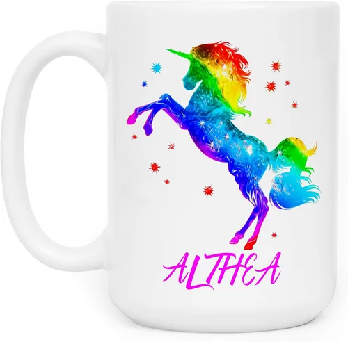 Miniatura 11 de Tazas de café personalizadas, taza de café de unicornio Dabbing con nombre, 11 onzas, regalos de unicornio personalizados