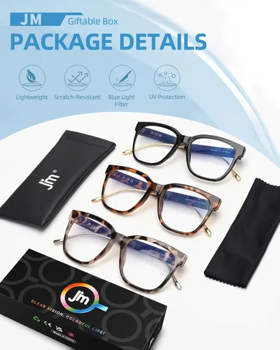 Miniatura 6 de JM Gafas de lectura de gran tamaño para mujer, lectores cuadrados elegantes para mujeres y hombres/W bloqueo de luz azul de moda para mujer