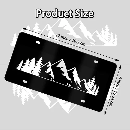 Miniatura 2 de Placa de matrícula de montañas, placa de matrícula frontal de montañas, placas de matrícula decorativas de aluminio, etiqueta de matrícula Pico1