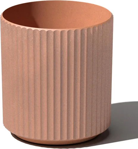 Miniatura 45 de Veradek Serie Mason Demi Plantador - Plantador Grande Redondo para Patio/Balcón Interior o Exterior Hecho de Plástico y Hormigón con Agujeros
