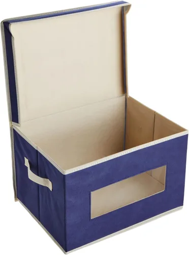 Miniatura 5 de Juvale Contenedores de almacenamiento de tela con tapas, organizadores de almacenamiento debajo de la cama, organizador plegable con ventana, Azul
