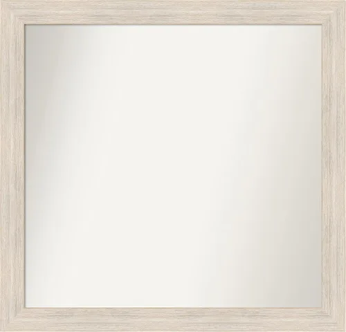 Miniatura 349 de Amanti Art Espejo de baño blanco para sobre el fregadero, 30 x 35 pulgadas, espejo de tocador rectangular estrecho de Eva de oro blanco, marco