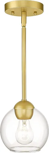 Miniatura 12 de Emak Luces colgantes modernas de globo de 7 pulgadas, lámparas colgantes industriales doradas, luces colgantes de 1 luz con pantalla de vidrio Oro